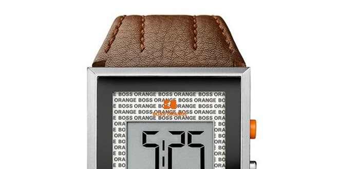 Pánské hnědé digitální hodinky Hugo Boss Orange