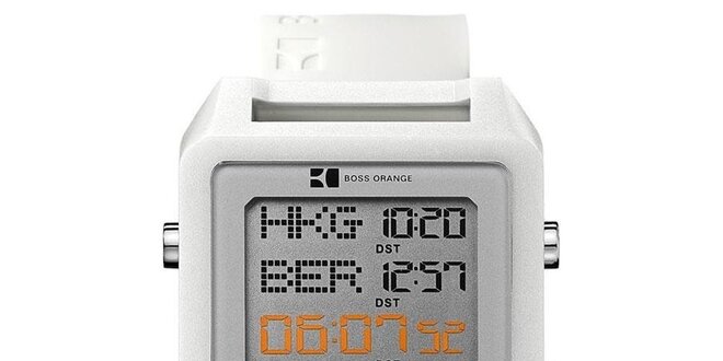 Pánské bílé digitální hodinky Hugo Boss Orange