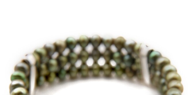 Dámský trojřadý náramek ze zelených perel Orchira
