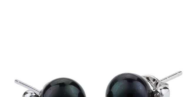 Dámské černé perlové náušnice Orchira se zirkony