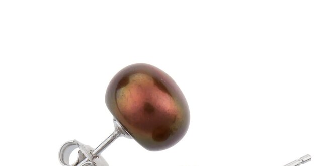 Dámské náušnice s bronzově hnědými perlami Orchira