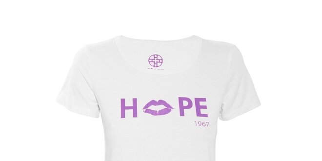 Bílé bavlněné tričko značky Hope 1967 s potiskem