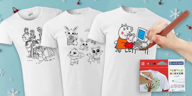 Dětská vybarvovací trička i s fixami: 9 motivů