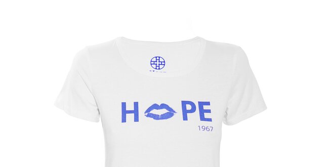 Bílé bavlněné tričko značky Hope 1967 s potiskem