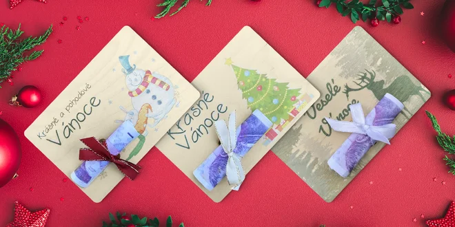 Dřevěné destičky s mašlí na darování peněz