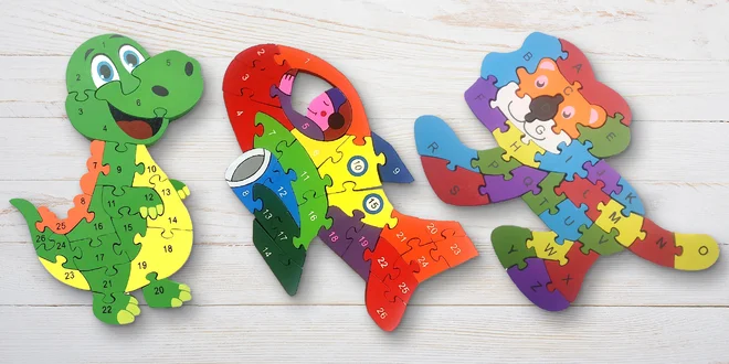 Puzzle z dřevotřísky pro rozvoj jemné motoriky