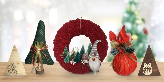 Vánoční dekorace: látkové i dřevěné, stromečky i věnce