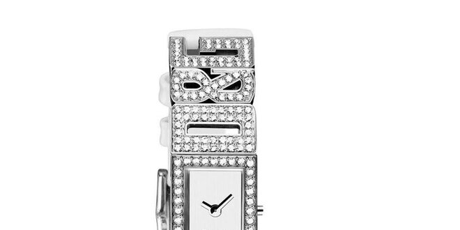Dámské bílé hodinky Dolce & Gabbana s třpytivými ocelovými komponenty