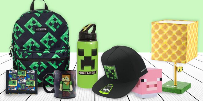 Minecraft přívěsky, batohy, hrnky i čepice či lahve