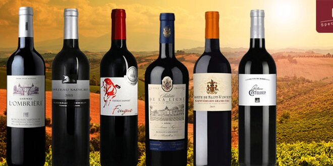 Sada šesti prémiových vín z Bordeaux