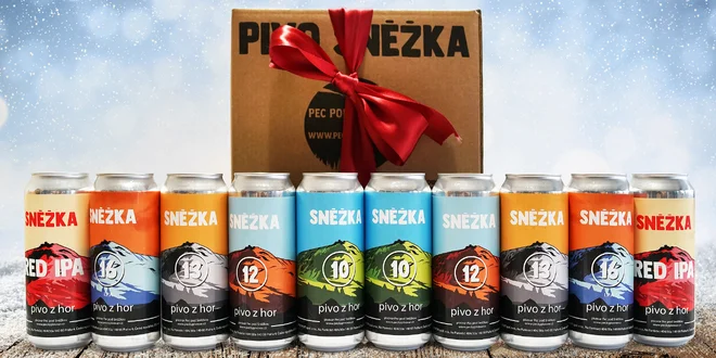 Dárkové sety piv Sněžka i s půllitrem či tričkem