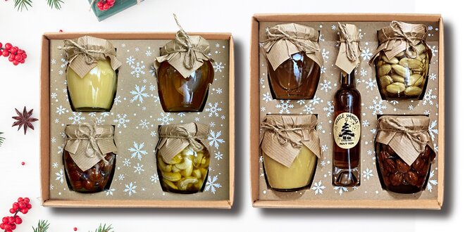 Vánoční medové sady: medovina, med i ořechy v medu
