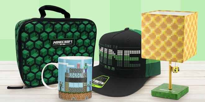 Minecraft přívěsky, batohy, hrnky i čepice či lahve