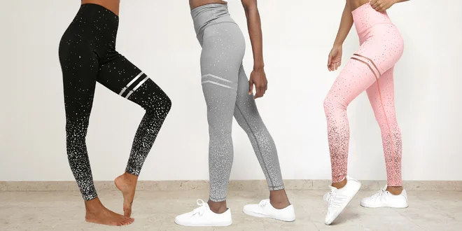 Elegantní sportovní legíny se zářivým potiskem