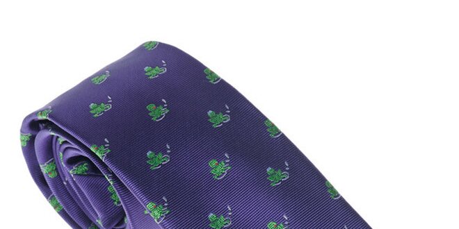 Luxusní fialová kravata s žabičkami Castellet Barcelona