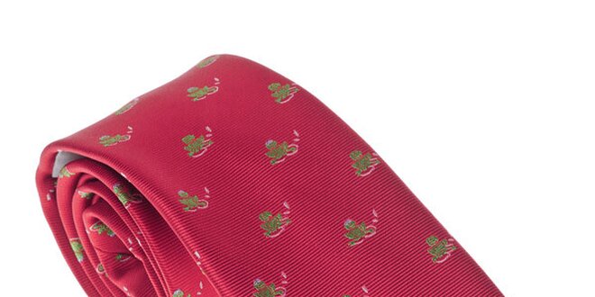 Luxusní červená kravata s žabičkami Castellet Barcelona