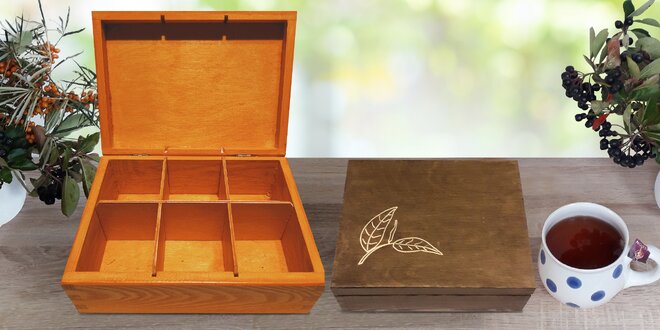 Dřevěný box na čaj, šperky i jiné drobnosti