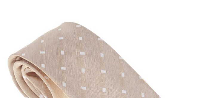 Luxusní béžová kravata  s detaily Castellet Barcelona