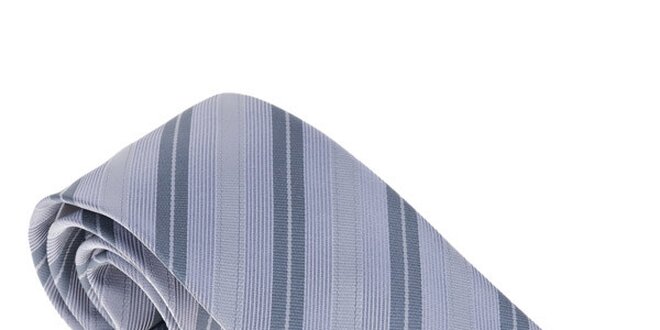 Luxusní šedo - modrá kravata s proužkem Castellet Barcelona