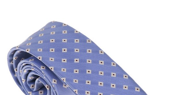 Luxusní světle modrá kravata se vzorkem Castellet Barcelona