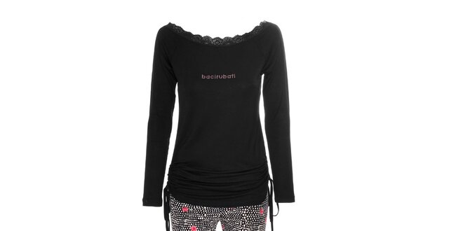Pyžamko značky Bacirubati s motivy růží v černé barvě