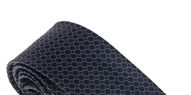 Luxusní černá kravata vzorem Castellet Barcelona