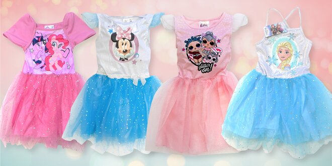 Dívčí tylové šaty s motivy Frozen, Minnie i My Little Pony
