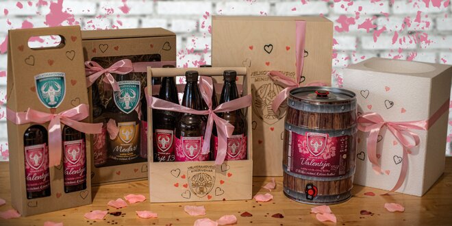 Valentýnské balíčky piv v lahvi i pětilitrovém sudu