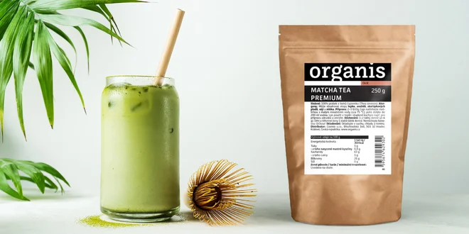 Balení 250 g čaje matcha od značky Organis