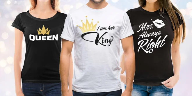 Bavlněná trička s nápisy pro páry: černá či bílá