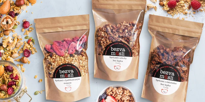 Granola s minimem cukru, bez „éček“ i bez lepku