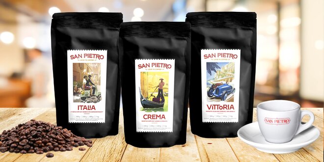 Káva San Pietro i se soupravou na espresso