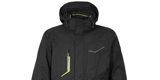 Pánská černá lyžařská bunda Bergson se zelenými detaily