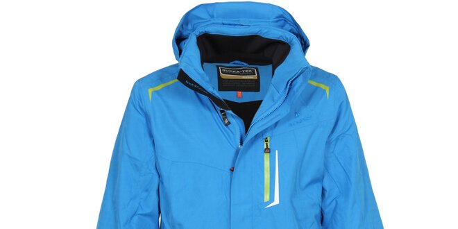 Pánská modrá lyžařská bunda se zelenými detaily Bergson