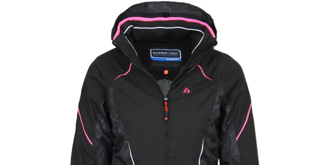 Dámská černá lyžařská bunda s růžovými detaily Bergson