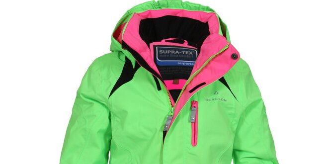 Dětská zeleno-růžová lyžařská bunda Bergson