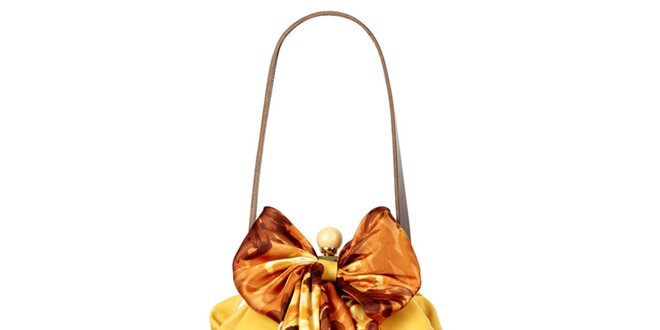 Dámská žlutá kožená kabelka s šátkem Liedownithinkiloveyou