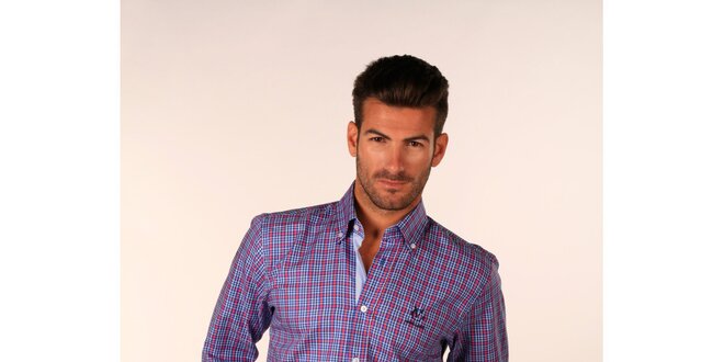 Pánská fialová károvaná košile Valecuatro