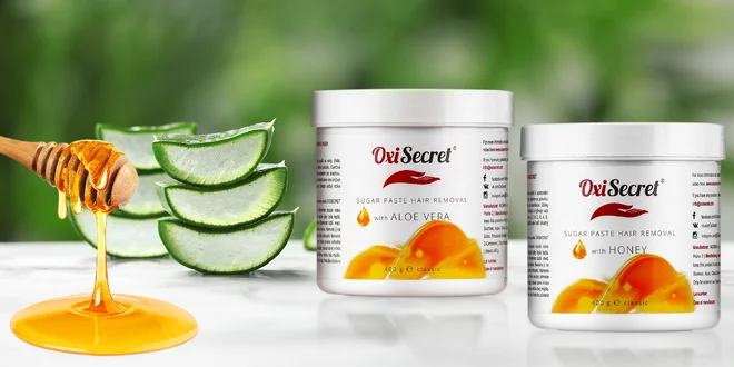 Depilační cukrová pasta: aloe vera, med i heřmánek
