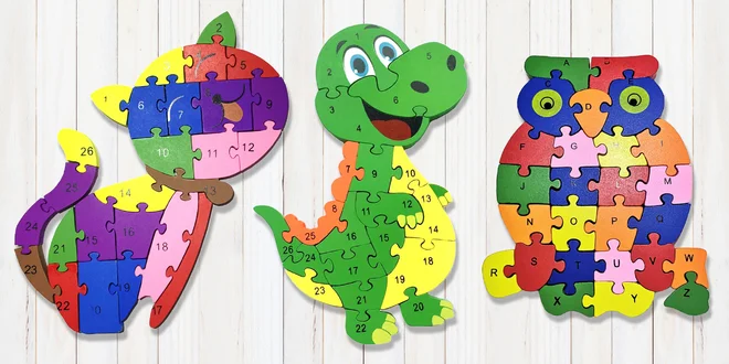 Puzzle z dřevotřísky pro rozvoj jemné motoriky