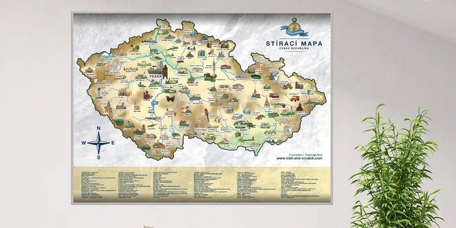 Stírací mapa České republiky a Prahy jako dárek