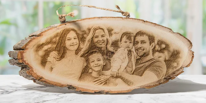 Dřevěný ovál s vlastní vypálenou fotografií