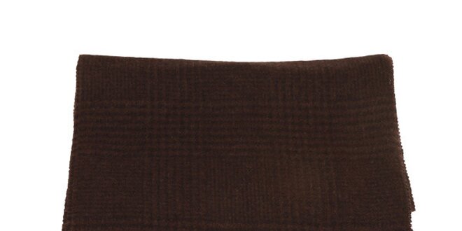 Hnědo-černá kostkovaná šála s kohoutí stopou Pierre Cardin