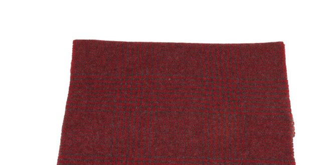 Červeno-šedá kostkovaná šála s kohoutí stopou Pierre Cardin