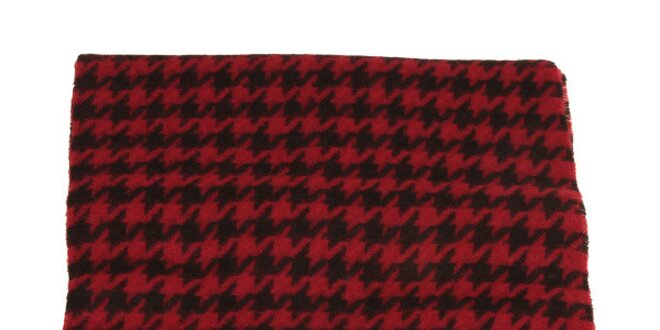 Červeno-černá šála se vzorem kohoutí stopy Pierre Cardin