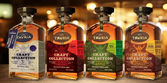 Ovocné destiláty či brandy Tavria z Ukrajiny