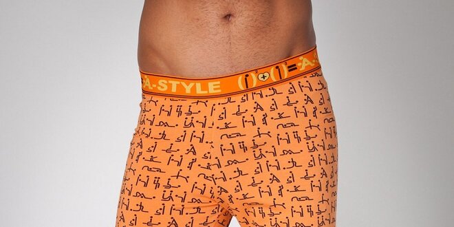 Pánské oranžové domácí  kalhoty A-Style s potiskem