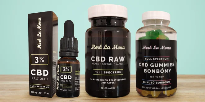 Full spectrum CBD oleje, gumové bonbony i kapsle