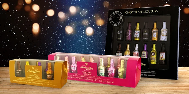 Čokoládové lahvičky s alkoholem světoznámých značek