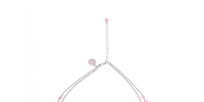 Dámský dvouřadý náhrdelník s růžovými korálky Pietro Filipi